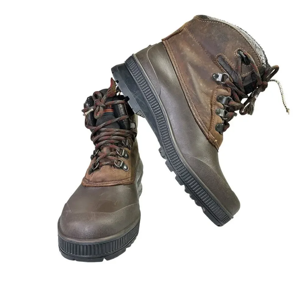 Sorel Kaufman Brown Leather Short Ankle Winter Felt Liner Boots Women 10